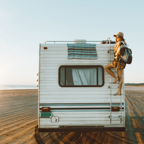 RV on a beach near A-American Self Storage in Visalia, California