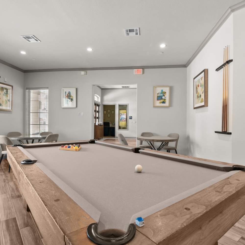 Billiards table in the clubhouse at The Loop in Conroe, Texas