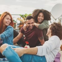 Residents enjoying time outside at Bayside Villas in Panama City, Florida