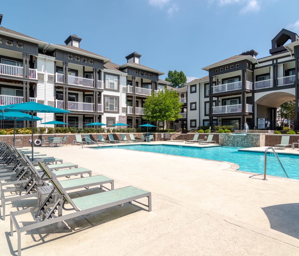 Swimming pool at 45Eighty Dunwoody Apartment Homes in Dunwoody, Georgia