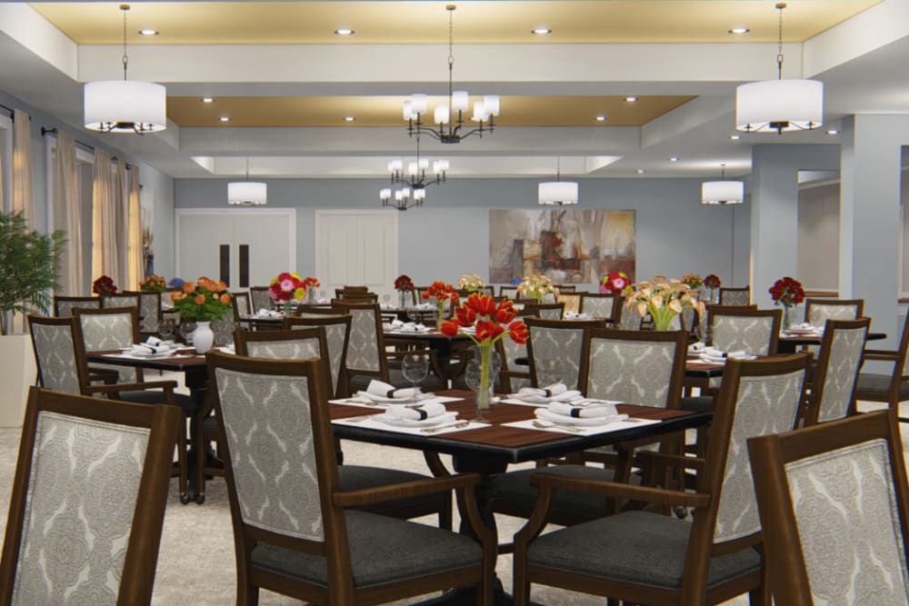 Architectural rendering of dining at Harmony at Glasgow in Newark, Delaware