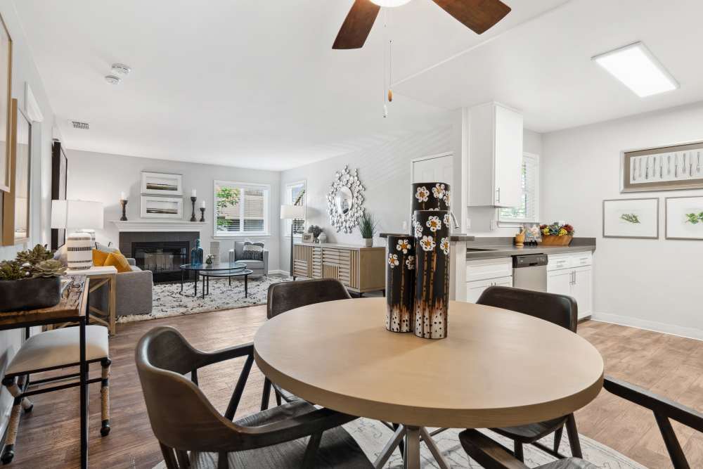 Newly renovated, furnished living room at apartments in Rocklin, California
