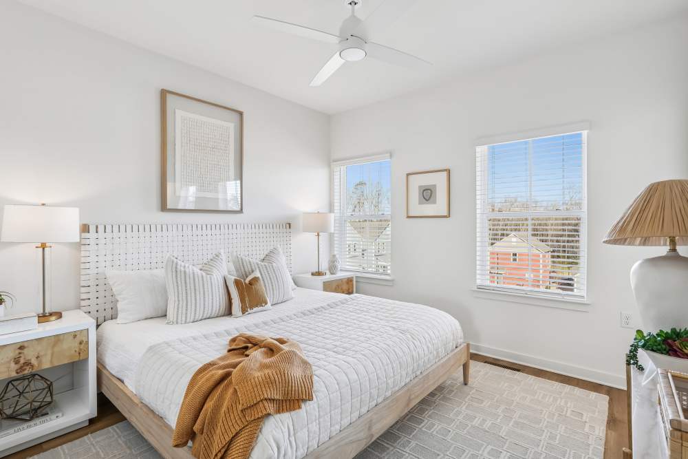 Bedroom with a window at Hamlet Quail Crossing in Wake Forest, North Carolina