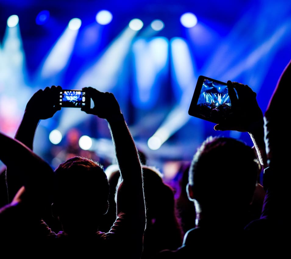 Residents at a concert near The Garnett in Brooklyn, New York