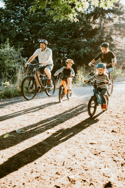 Family riding bikes at Odenton, Maryland