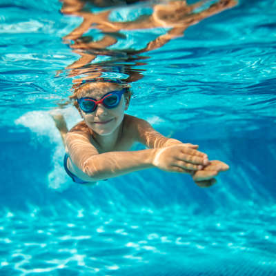 Resident kid swimming at Smoky Crossing, Seymour, Tennessee