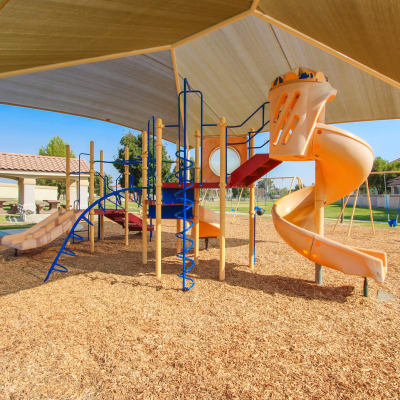 Playground equipment at Midway Park in Lemoore, California