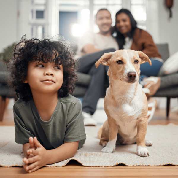 A family and their dog at Magnolia Chase, Virginia Beach, Virginia