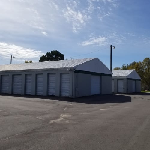 Outdoor storage units at Red Dot Storage in Springfield, Tennessee