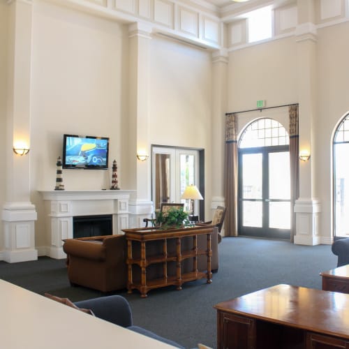 A furnished living room at The Village at NTC in San Diego, California