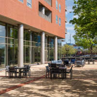 Outdoor seating area at The Residences at Christina Landing in Wilmington, Delaware
