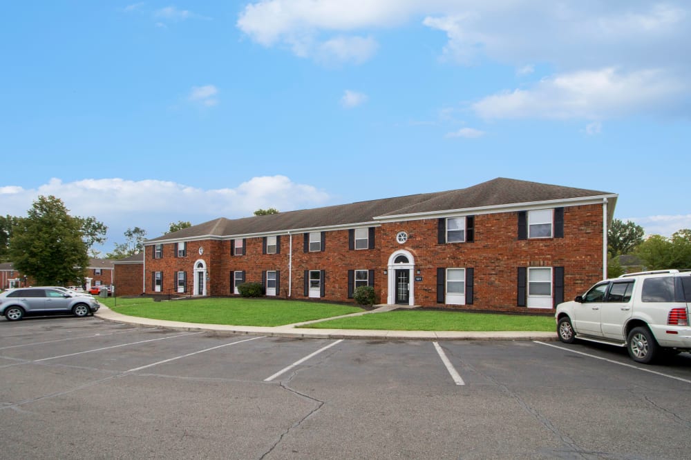 Exterior of apartments with ample parking
