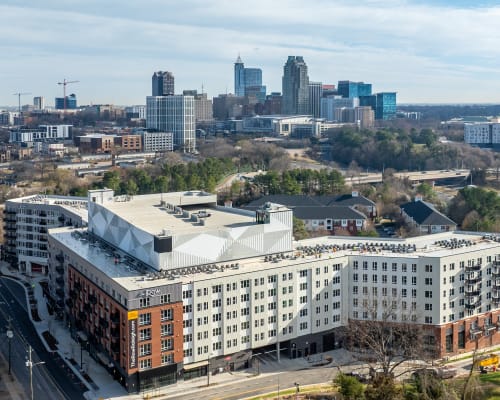 ariel view of the row in downtown raleigh at The Row in Raleigh,North Carolina
