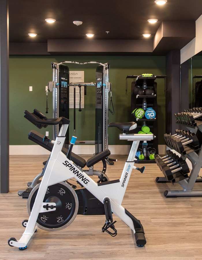 Gym facility at Nanda on Pacific in Santa Cruz, California