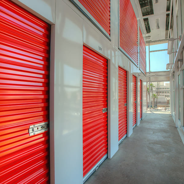 Indoor units with red doors at StorQuest Self Storage in Chandler, Arizona