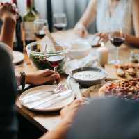 Residents having delicious food at Bayside Apartments in Pinole, California
