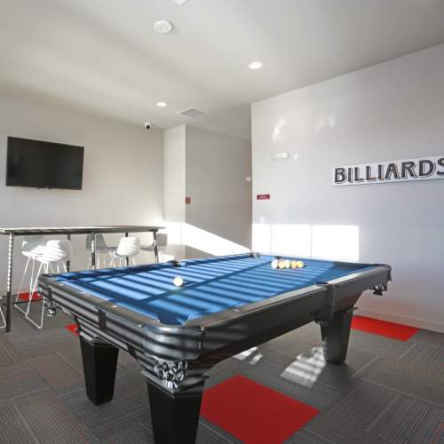 Pool table in the lounge at Copper Stone in Lafayette, Colorado