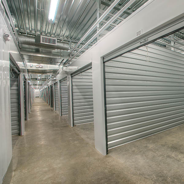 Open indoor storage units at StorQuest Self Storage in Reno, Nevada