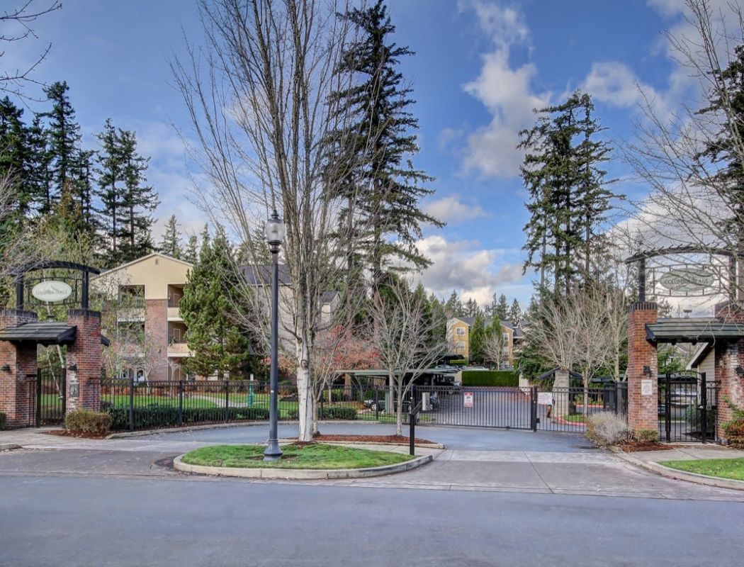 Gated entrance to our community at Columbia Trails in Gresham, Oregon