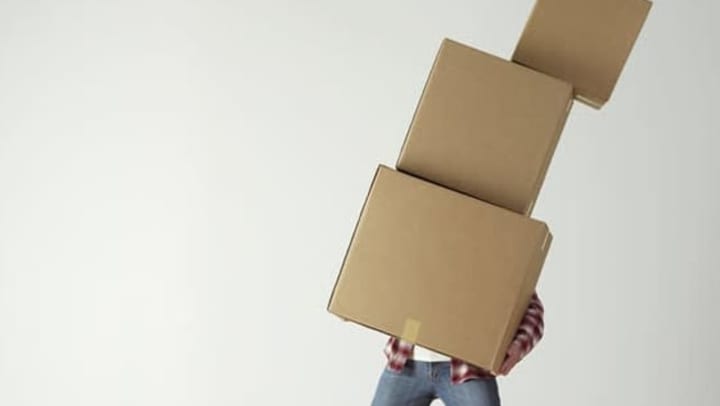 Resident carrying storage boxes