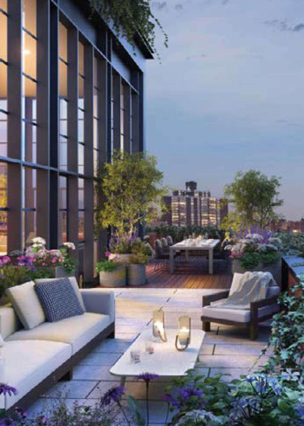 Beautiful rooftop deck and sitting area at 301 E 94th Street in New York, New York