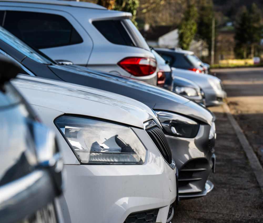 Cars parked in off-street at South Oak in Ames, Iowa