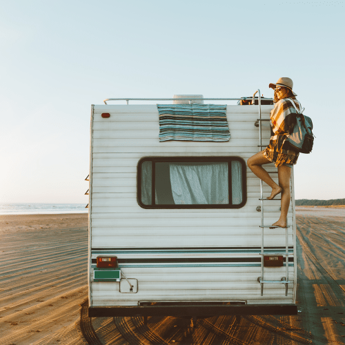 RV on a beach near Sierra Vista Mini Storage in Bakersfield, California