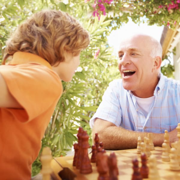Playing chess near Chesapeake Place Senior Living in Chesapeake, Virginia.