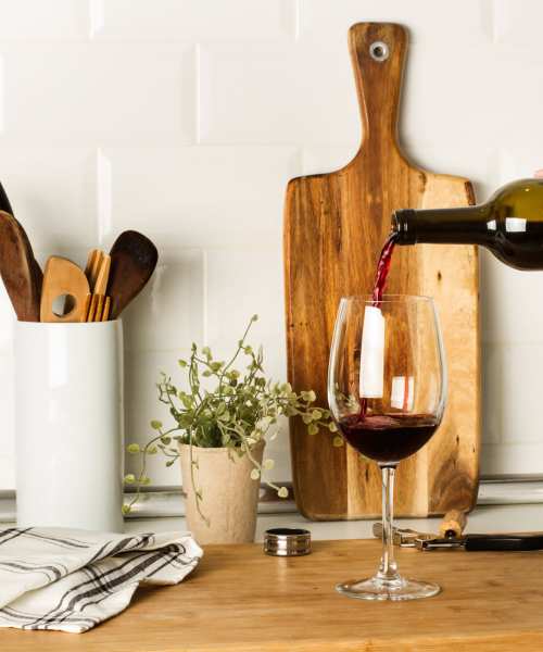 Glass of red wine at Brentwood Apartments in Portland, Oregon