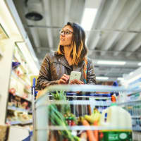 A resident buying her grocery near Pinnex in Indianapolis, Indiana