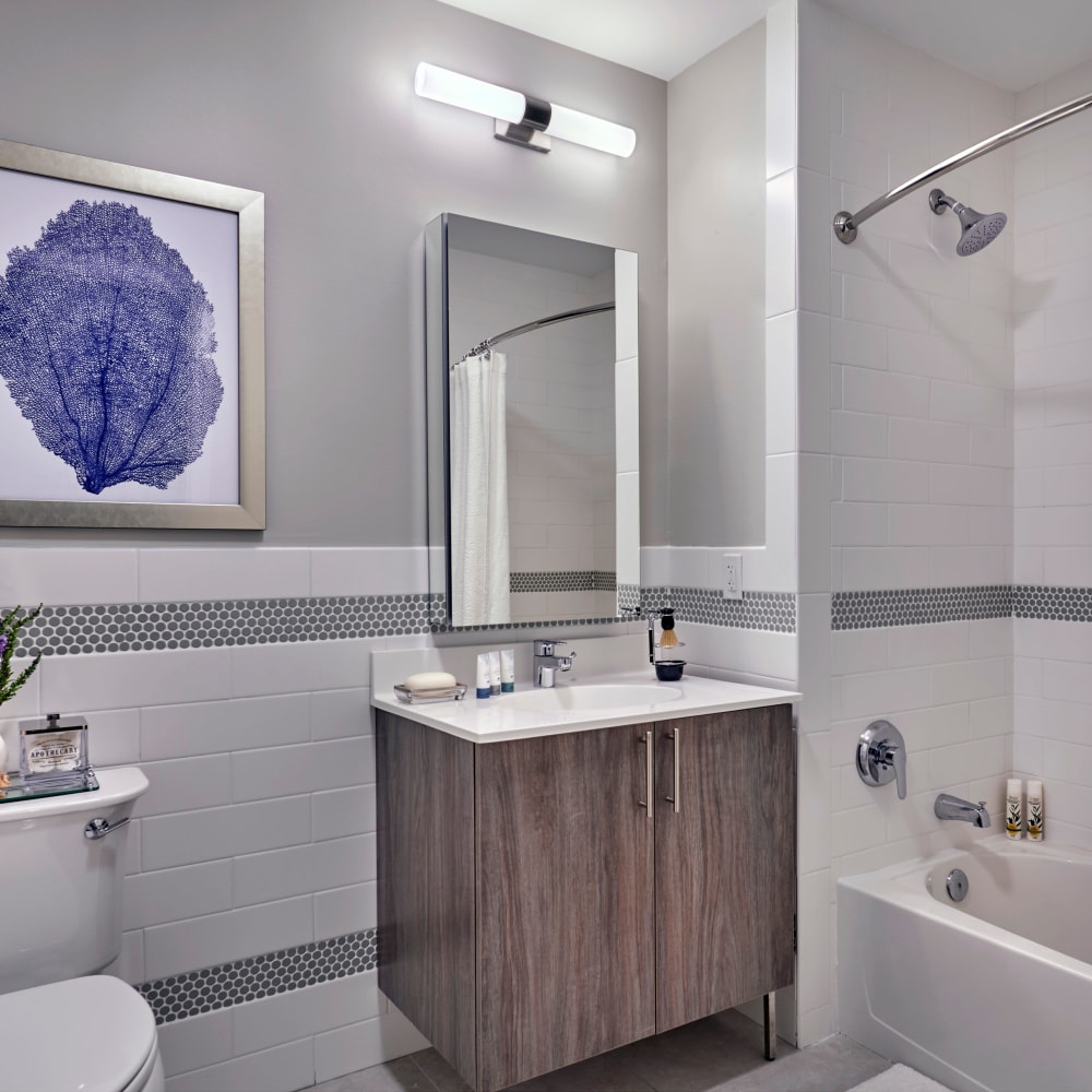 Bathroom in a model home at 210 Main in Hackensack, New Jersey