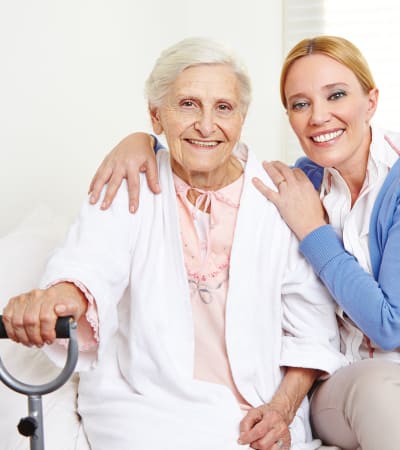 Resident and caregiver at St. Anthony's Senior Living in Kansas City