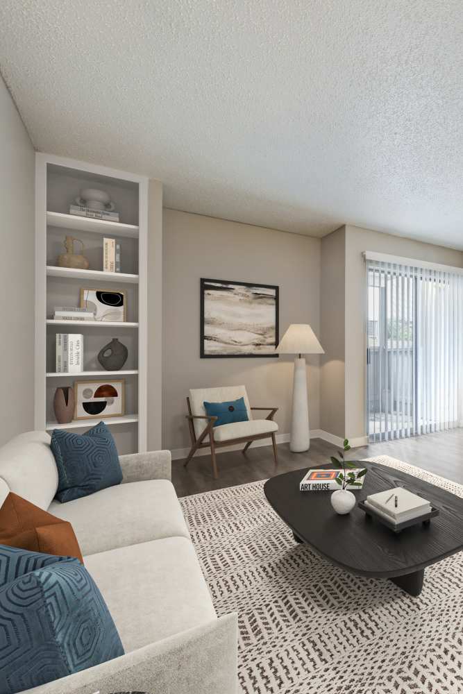 Unfurnished apartment with wood-style flooring at Icon Apartments in San Antonio, Texas