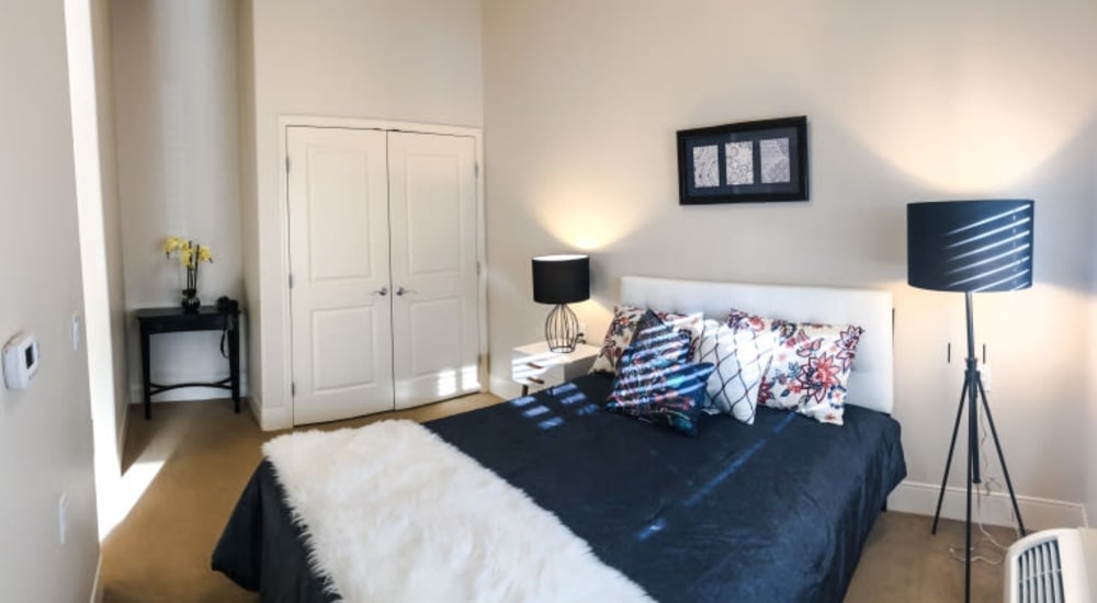 Spacious memory care bedroom at Patriots Landing in DuPont, Washington. 