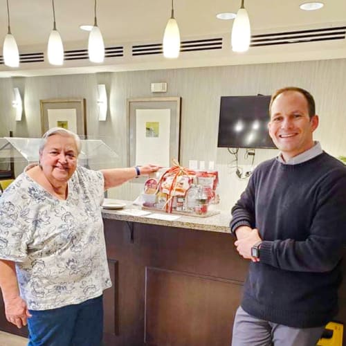 A resident with Mayor Whipple at Oxford Villa Active Senior Apartments in Wichita, Kansas