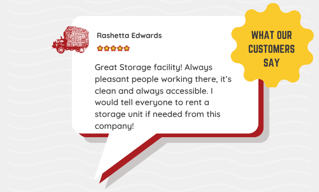 Customer five star review of downtown self storage
