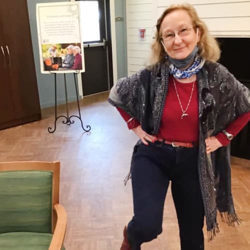Resident dancing at Oxford Glen Memory Care at Grand Prairie in Grand Prairie, Texas