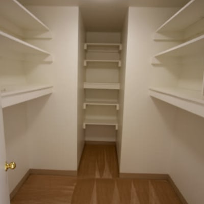 A storage closet in a home at Madigan in Joint Base Lewis McChord, Washington