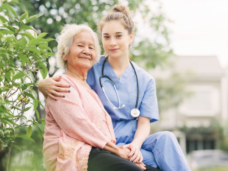 Resident receiving assistance from a Nurse at Retirement Ranch in Clovis, New Mexico