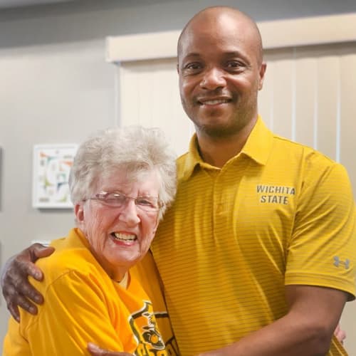 Resident and WSU coach at The Oxford Grand Assisted Living & Memory Care in Wichita, Kansas