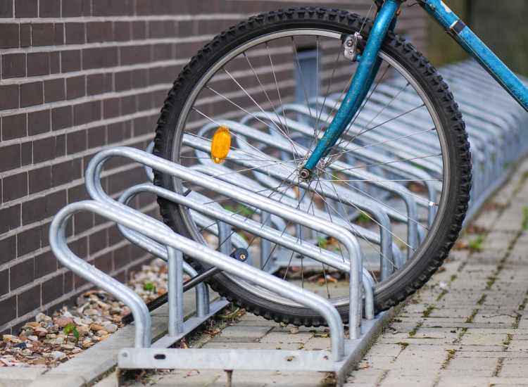 Bicycle parking at Pomeroy Lane Cooperative in Amherst, Massachusetts