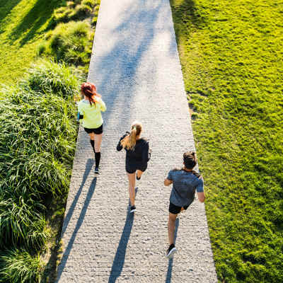 Friends going for a walk at Anchor Apartments in Freeport, Florida, 