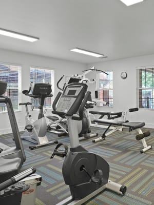 Fitness center at Huntington Park Apartments in Wichita, Kansas