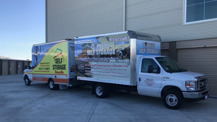 Our Two Free Moving Trucks at Cypress Self Storage of Oakley