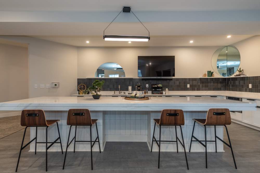 Modern style dining area at Attain at Chic’s Beach, Virginia Beach, Virginia