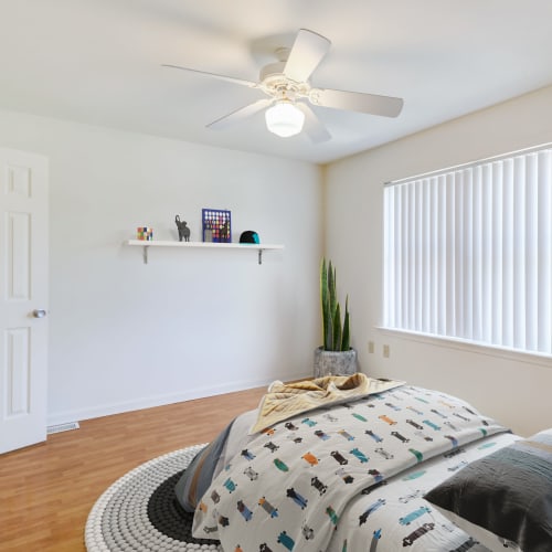 A furnished bedroom at Midway Manor in Virginia Beach, Virginia