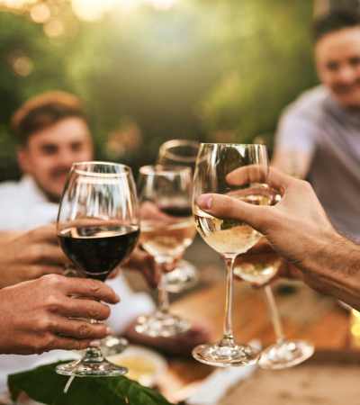 Residents enjoying their drinks near Peachtree Apartments in Chesterfield, Missouri
