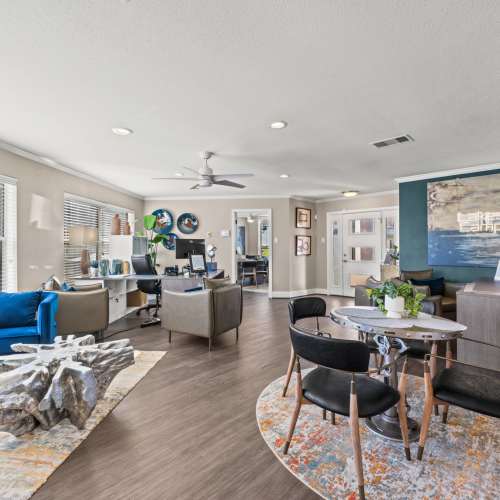 Interior view of living spaces at Lakeside At Campeche in Galveston, Texas, 