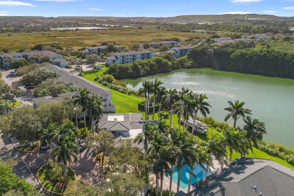 Aerial view of the community at Sunset Bay Apartments in Cutler Bay, Florida