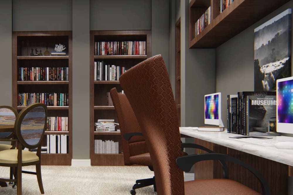 Architectural rendering of library at Harmony at Kent in Dover, Delaware